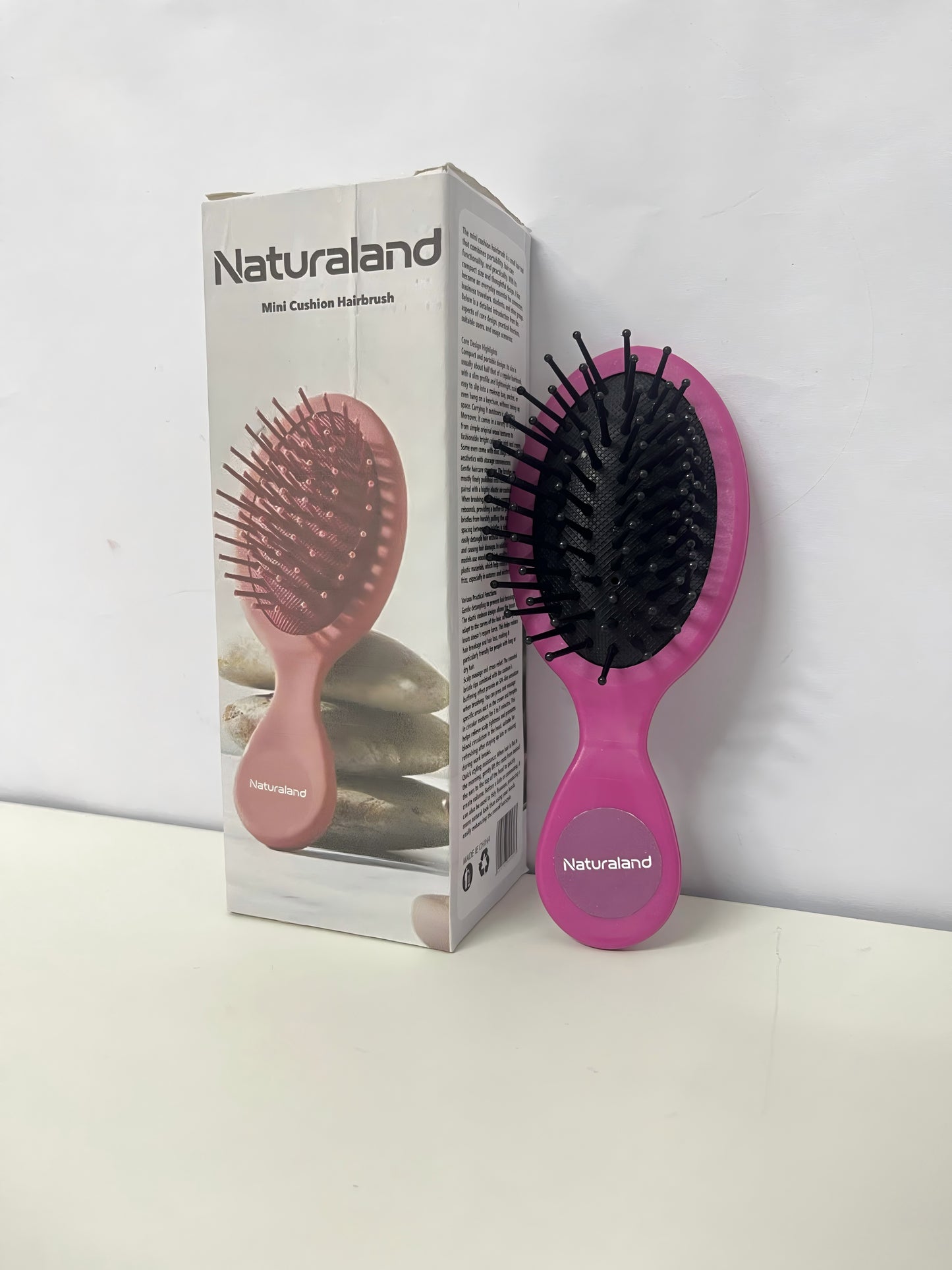 Naturaland Mini Cushion Hairbrush Portable Style Detangle & Scalp Massage A Daily Styling & Hair Care Essential