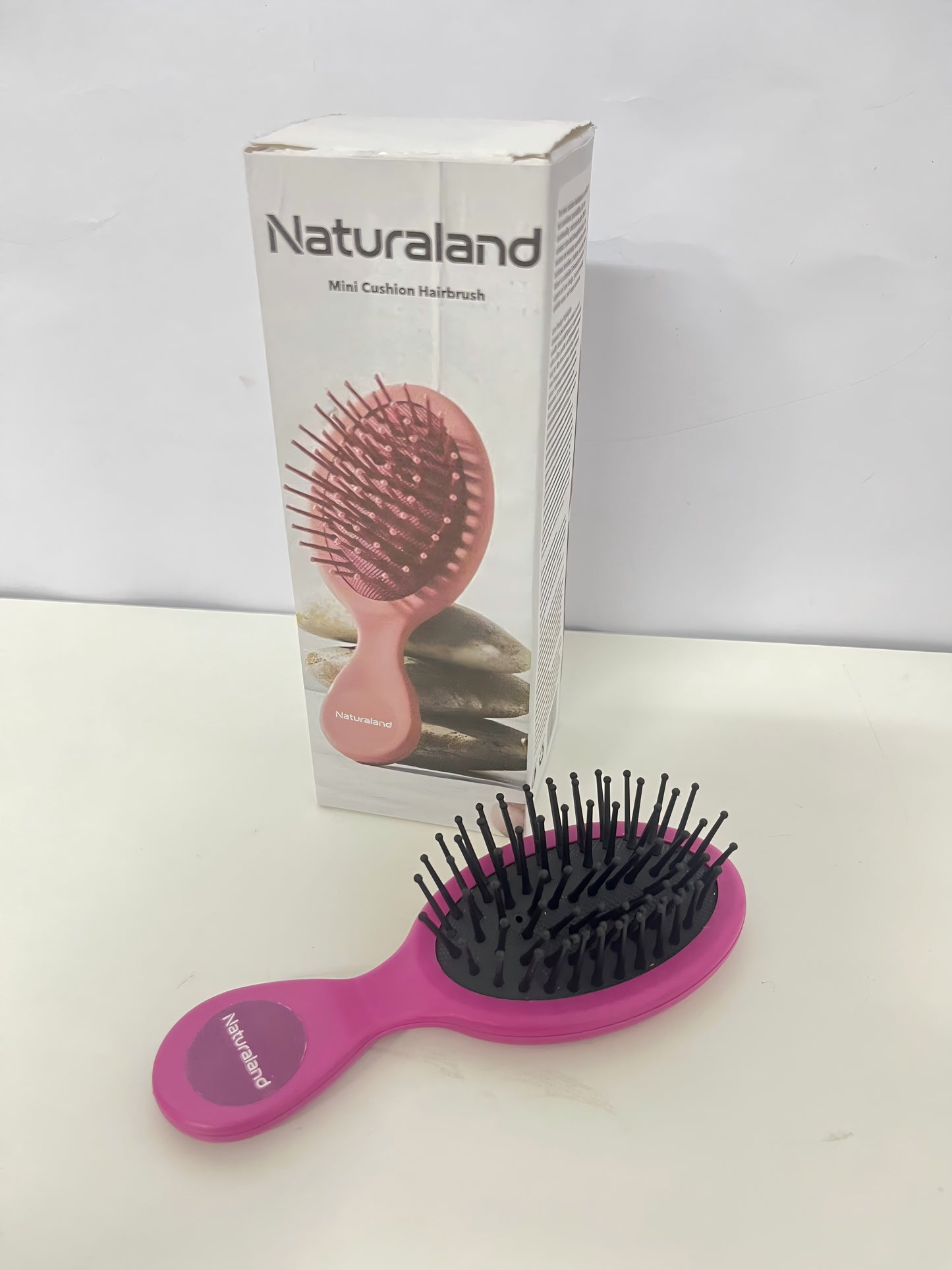 Naturaland Mini Cushion Hairbrush Portable Style Detangle & Scalp Massage A Daily Styling & Hair Care Essential