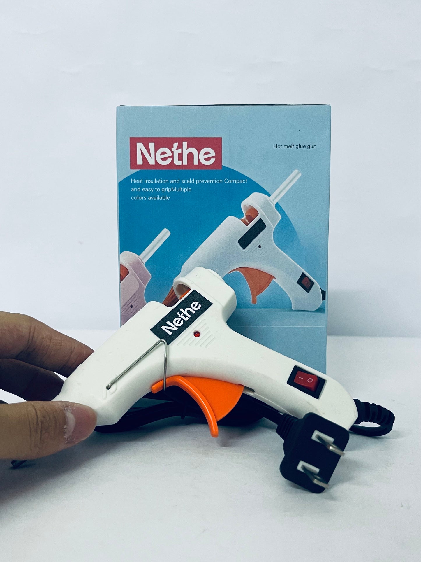 Nethe Hot Melt Glue Gun, Heat Insulation & Anti-Scald with On/Off Switch, Compact Ergonomic Grip, Multi-Color for DIY Crafts, Home Repair, Arts