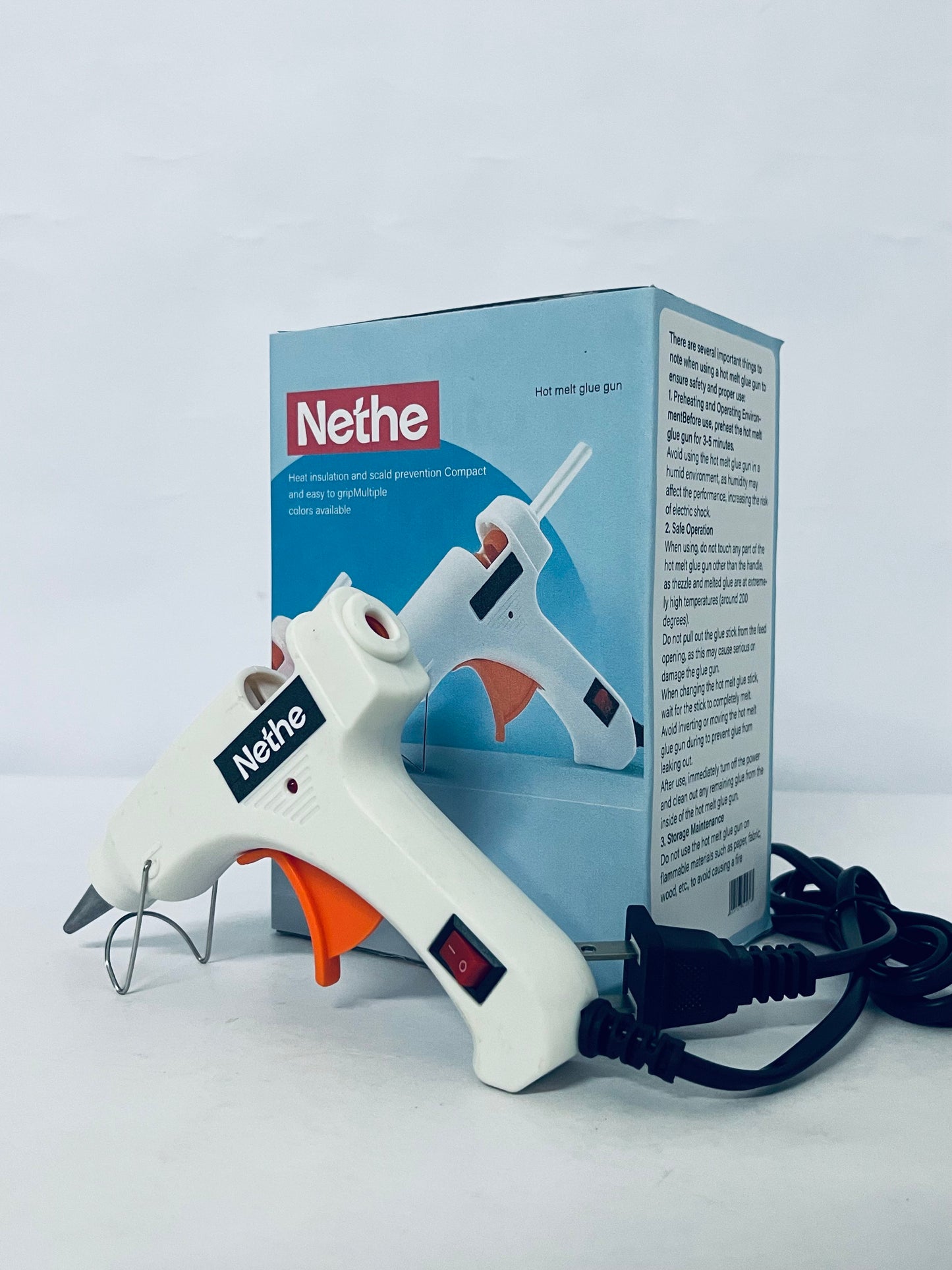 Nethe Hot Melt Glue Gun, Heat Insulation & Anti-Scald with On/Off Switch, Compact Ergonomic Grip, Multi-Color for DIY Crafts, Home Repair, Arts