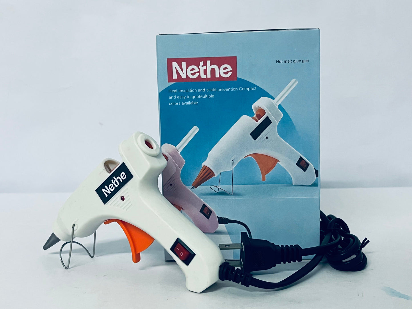 Nethe Hot Melt Glue Gun, Heat Insulation & Anti-Scald with On/Off Switch, Compact Ergonomic Grip, Multi-Color for DIY Crafts, Home Repair, Arts