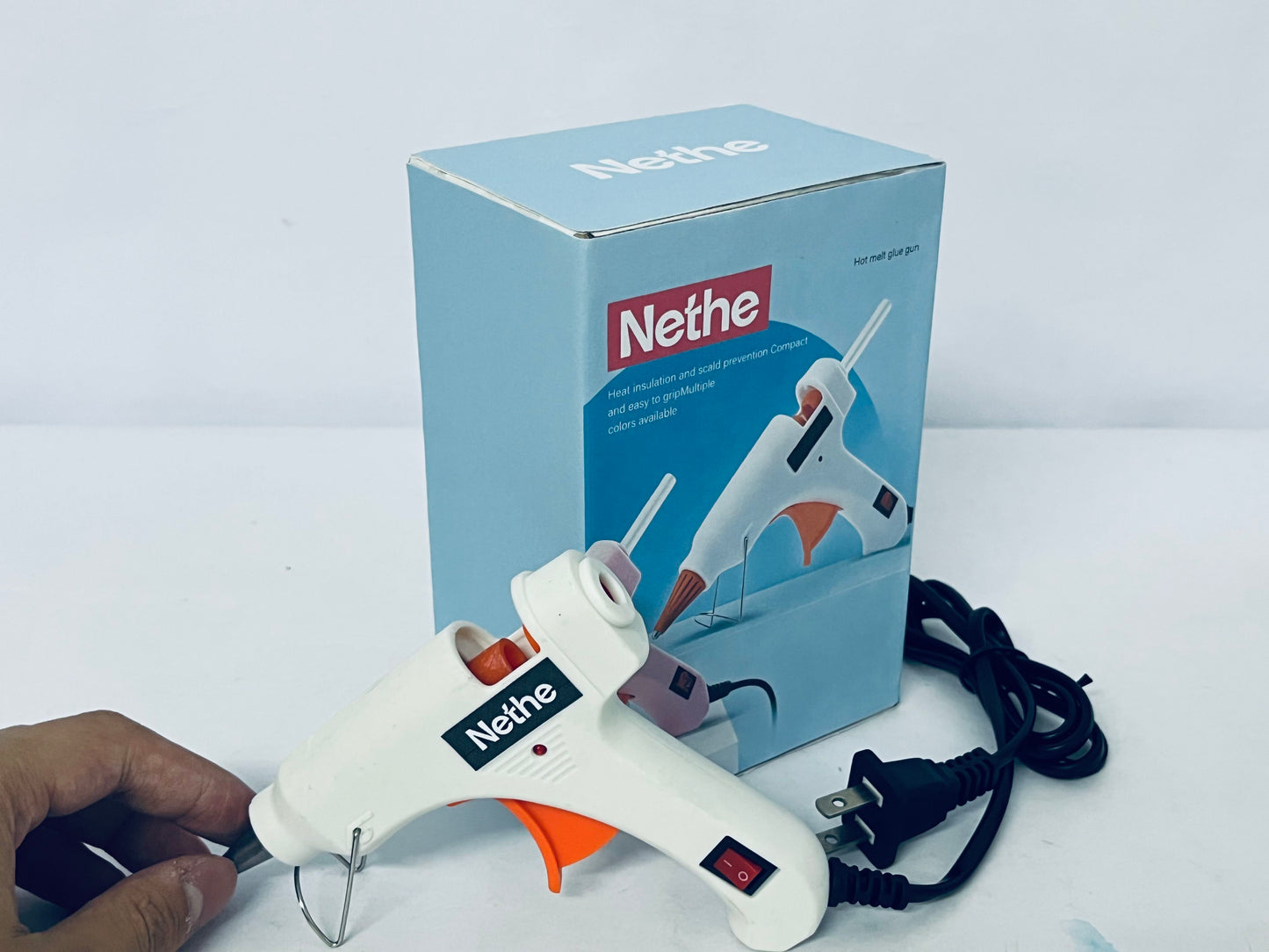 Nethe Hot Melt Glue Gun, Heat Insulation & Anti-Scald with On/Off Switch, Compact Ergonomic Grip, Multi-Color for DIY Crafts, Home Repair, Arts
