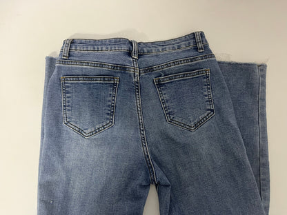 [Nextstory Jeans]——Nextstory High-Waisted Straight Leg Jeans - Slimming & Heightening Raw Hem Cropped Jeans