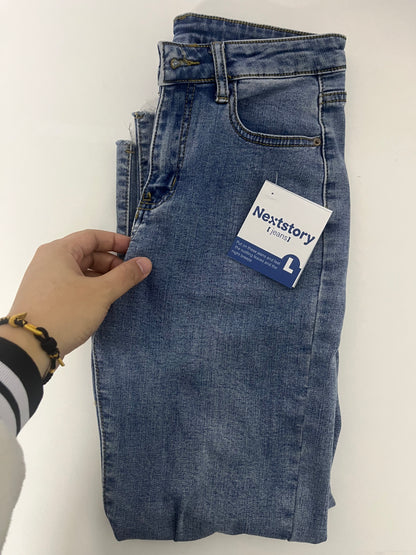 [Nextstory Jeans]——Nextstory High-Waisted Straight Leg Jeans - Slimming & Heightening Raw Hem Cropped Jeans