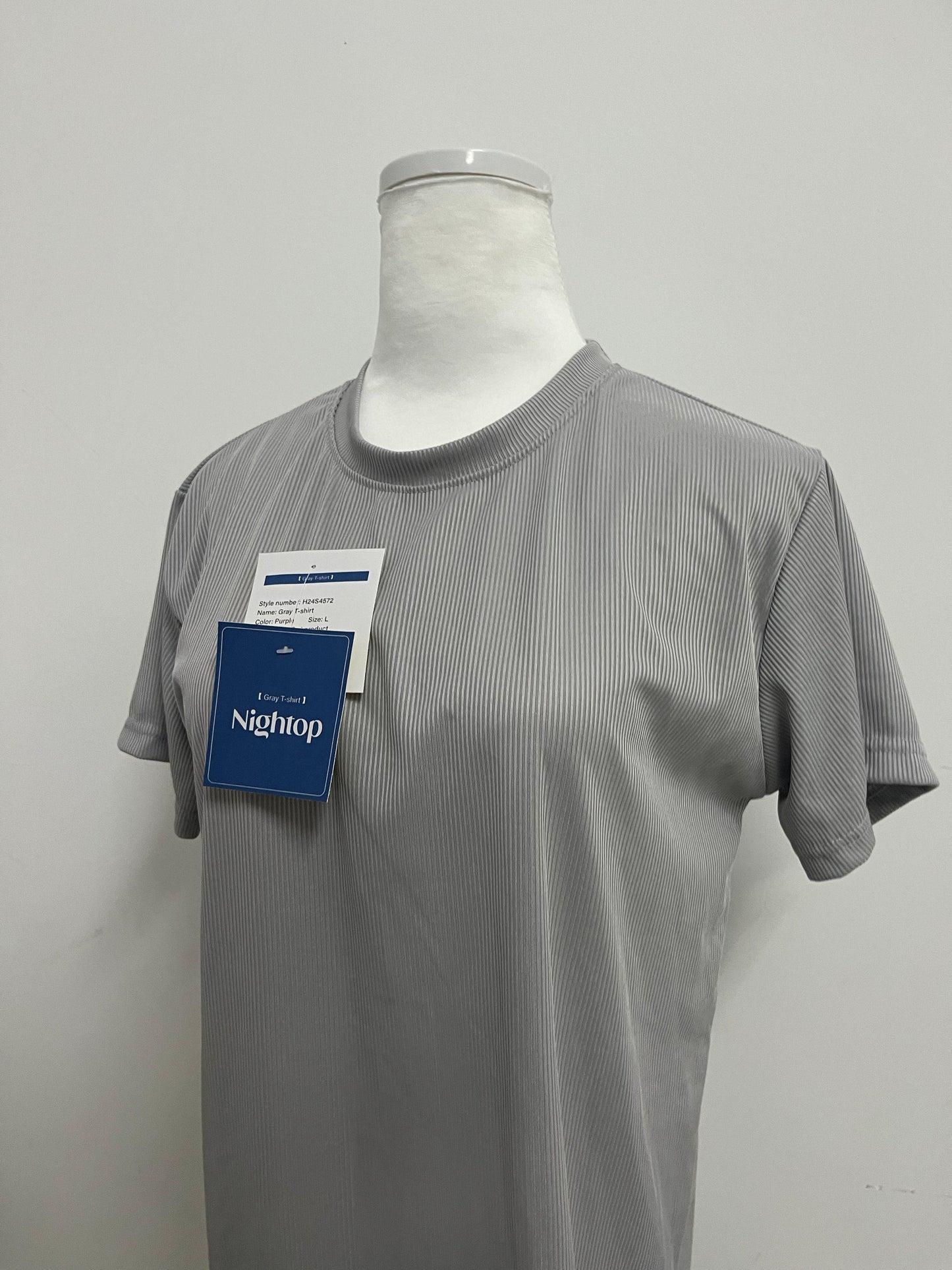 Nightop Minimalist Crew Neck Ribbed Short Sleeve T-Shirt