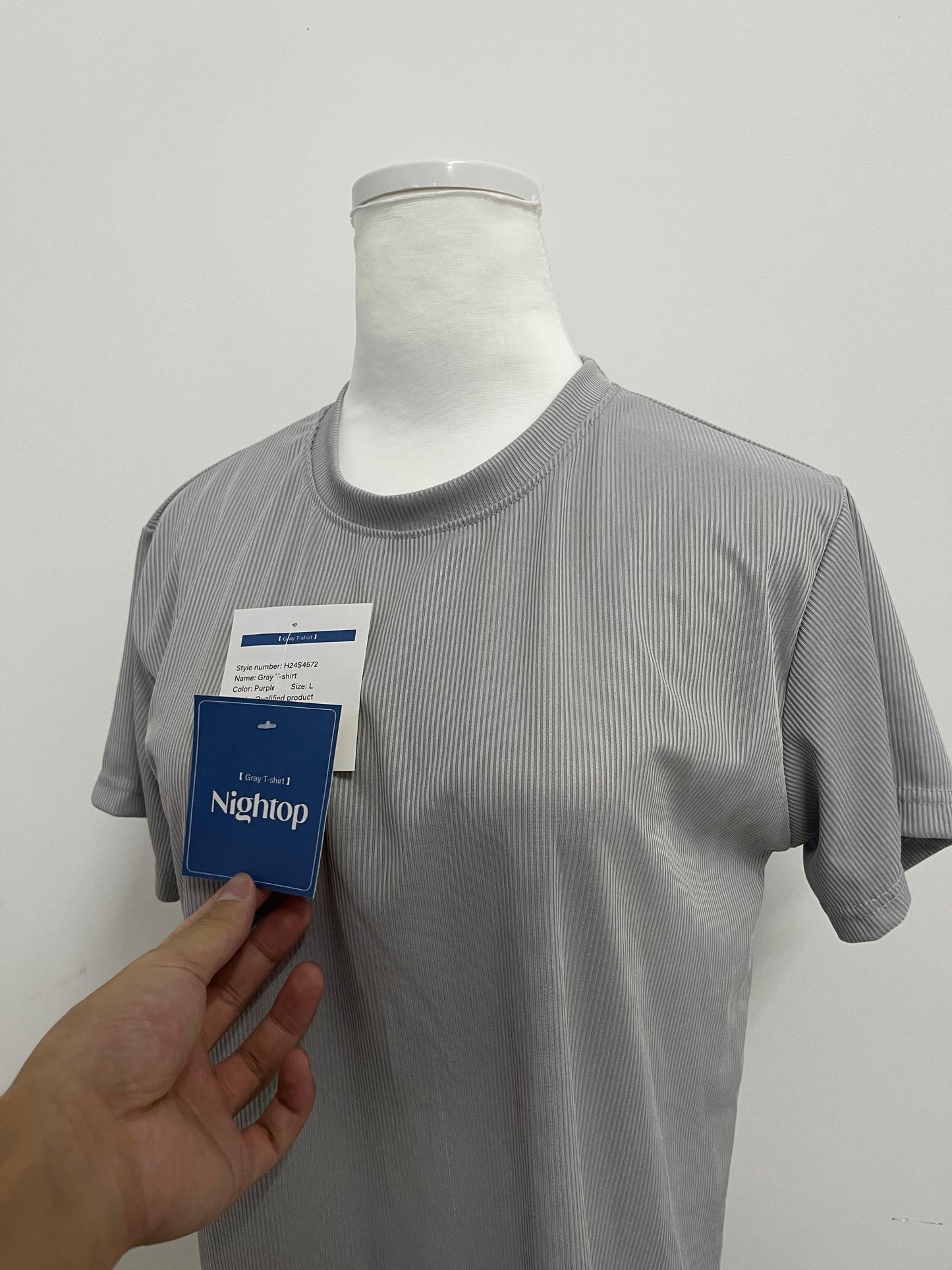 Nightop Minimalist Crew Neck Ribbed Short Sleeve T-Shirt