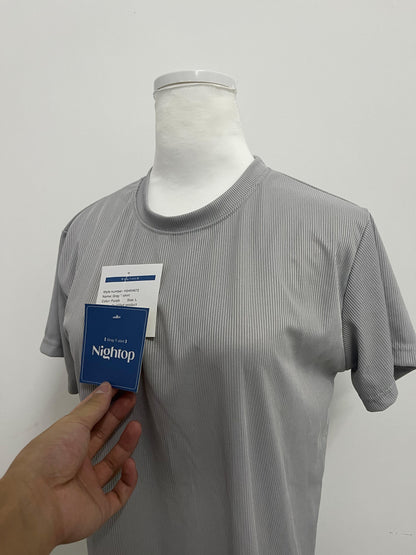 Nightop Minimalist Crew Neck Ribbed Short Sleeve T-Shirt