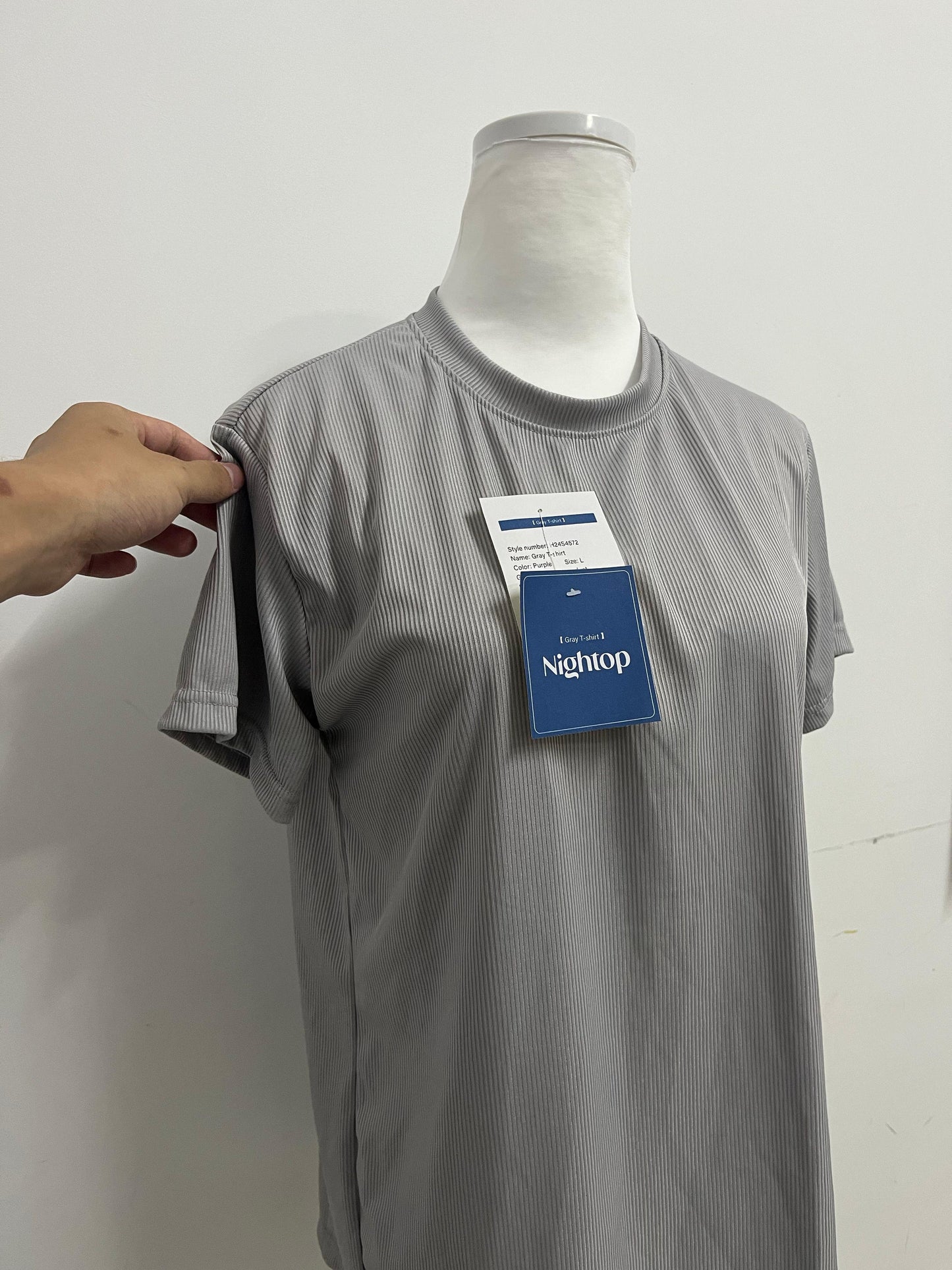 Nightop Minimalist Crew Neck Ribbed Short Sleeve T-Shirt