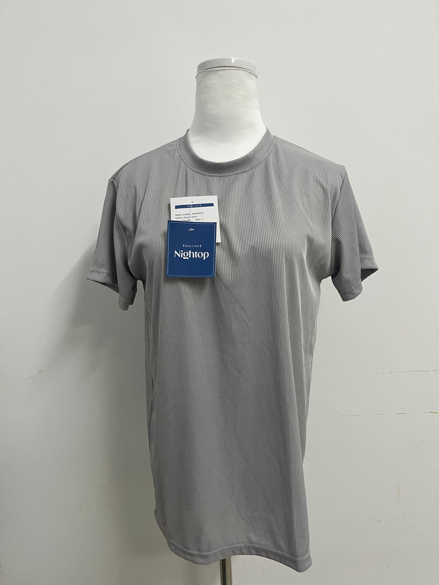 Nightop Minimalist Crew Neck Ribbed Short Sleeve T-Shirt