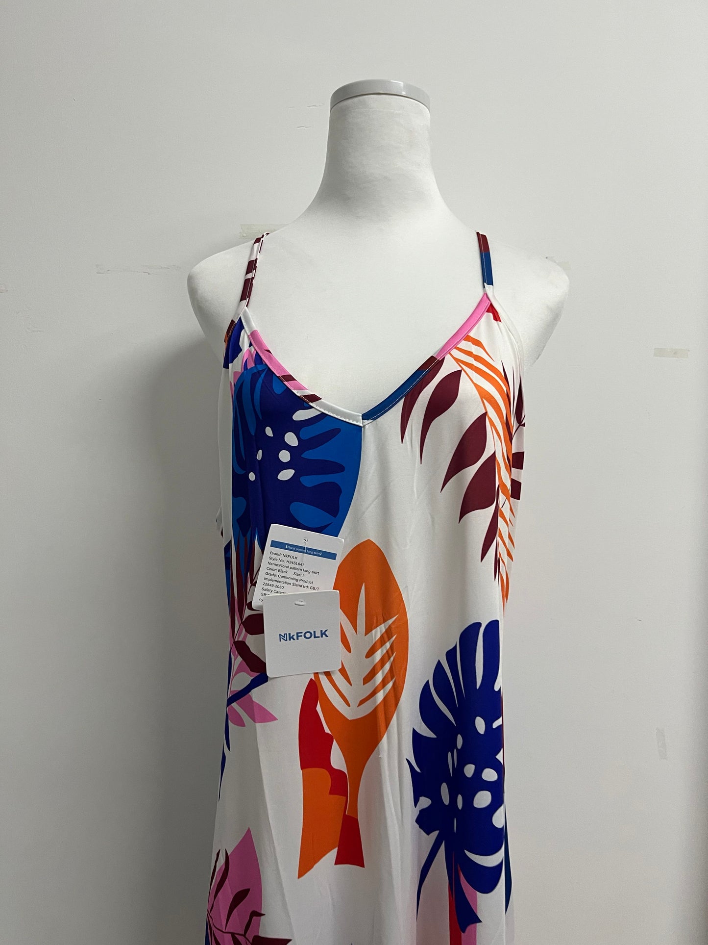NkFOLK Womens Summer Boho Floral Printed Spaghetti Strap Maxi Dresses Casual V-Neck Sleeveless Beach Sundress