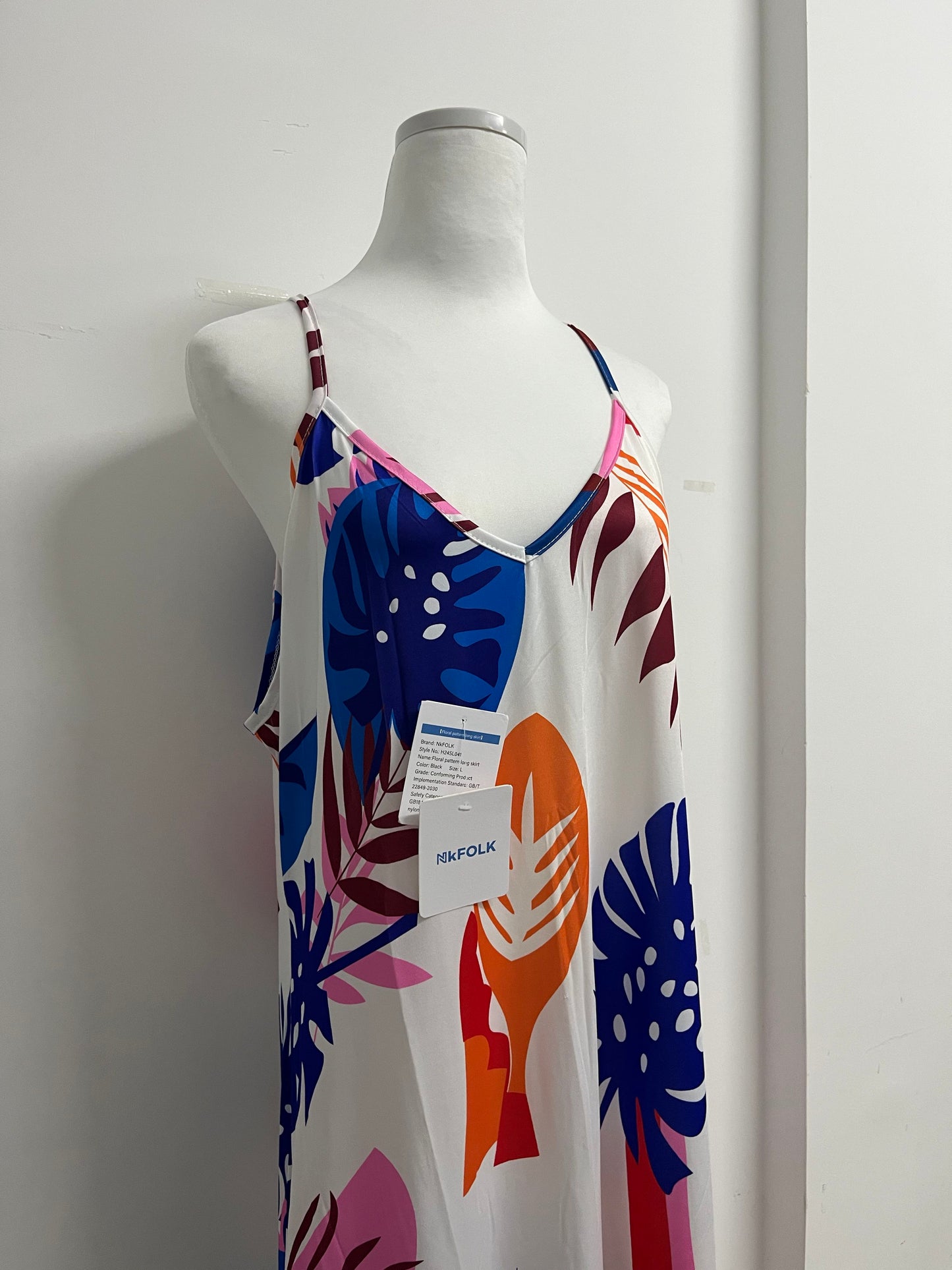 NkFOLK Womens Summer Boho Floral Printed Spaghetti Strap Maxi Dresses Casual V-Neck Sleeveless Beach Sundress