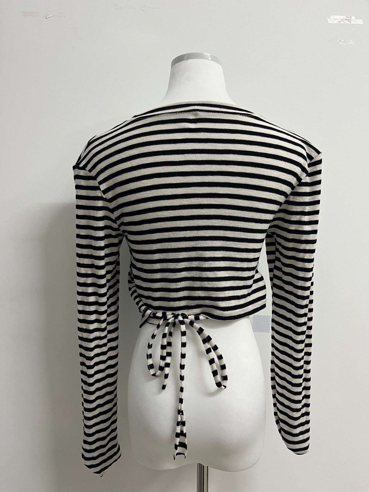 NkFOLK Womens Striped Long Sleeve Crop Top Crewneck Basic Fitted T Shirts