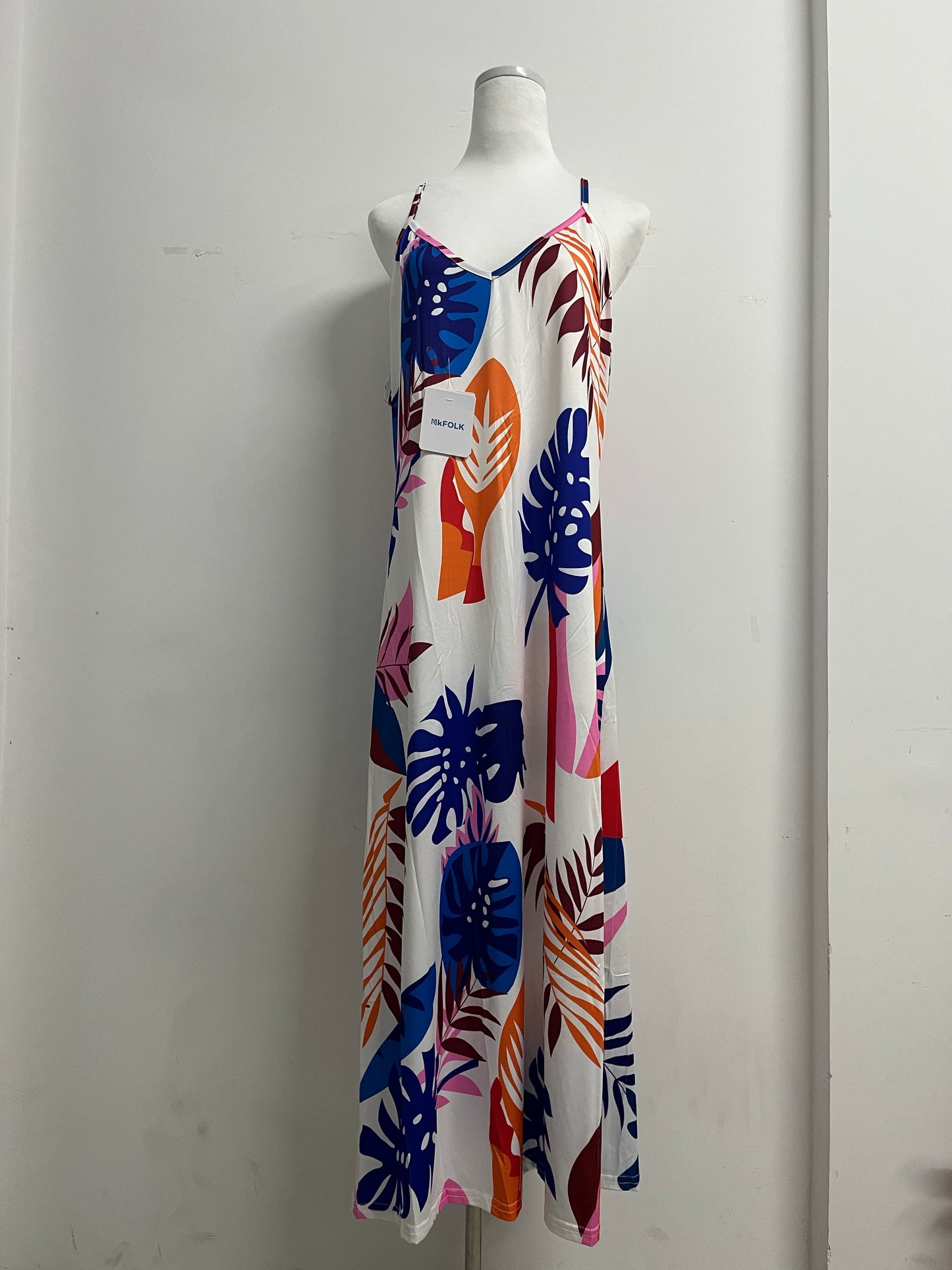 NkFOLK Womens Summer Boho Floral Printed Spaghetti Strap Maxi Dresses Casual V-Neck Sleeveless Beach Sundress