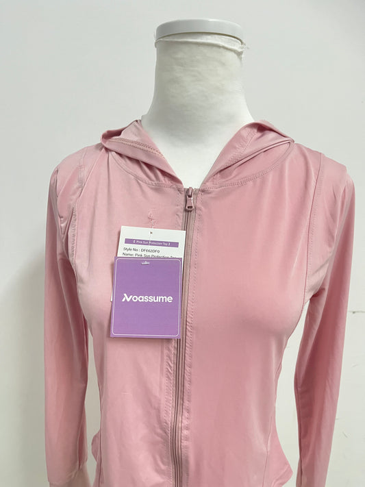 【Noassume Soft Pink Hooded Athletic Jacket】—— Comfortable & Stylish Activewear Top