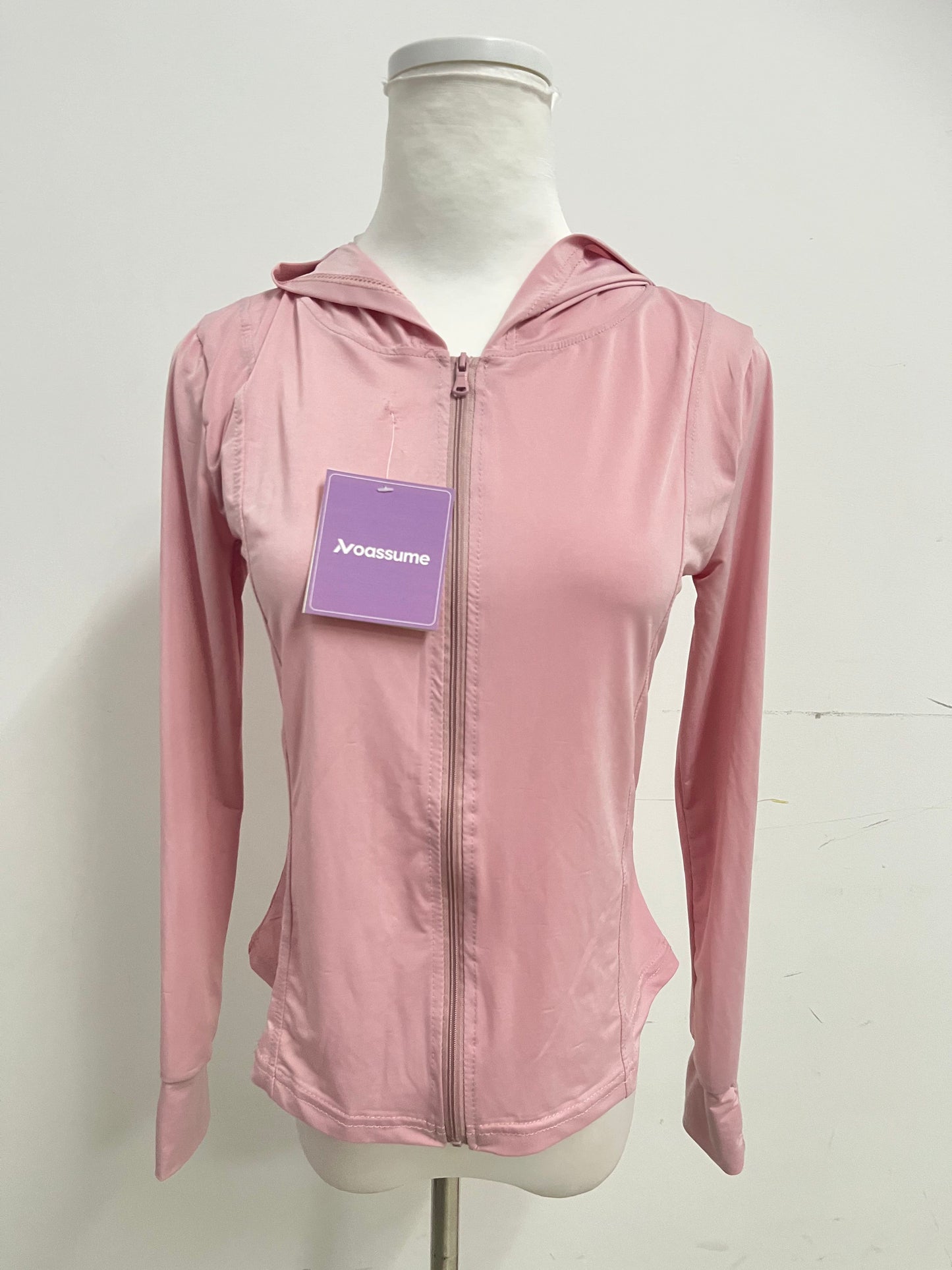 【Noassume Soft Pink Hooded Athletic Jacket】—— Comfortable & Stylish Activewear Top