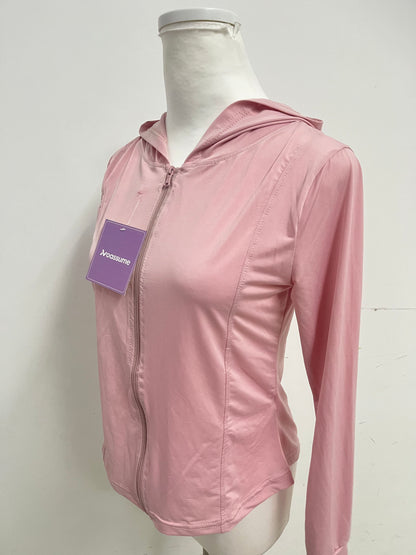 【Noassume Soft Pink Hooded Athletic Jacket】—— Comfortable & Stylish Activewear Top