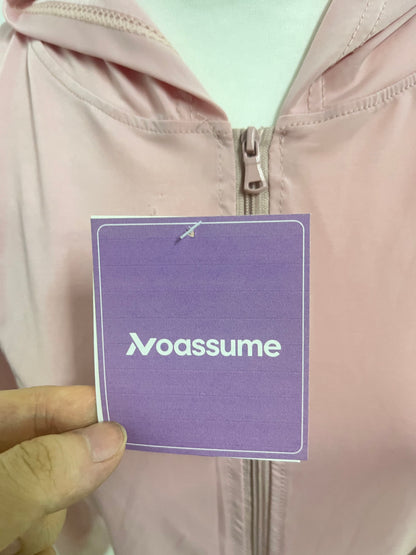 【Noassume Soft Pink Hooded Athletic Jacket】—— Comfortable & Stylish Activewear Top