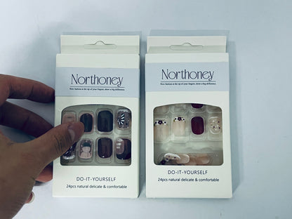 Northoney Press On Nails Reusable Stick On Fake Nails with Glue | Salon Quality