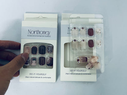 Northoney Press On Nails Reusable Stick On Fake Nails with Glue | Salon Quality
