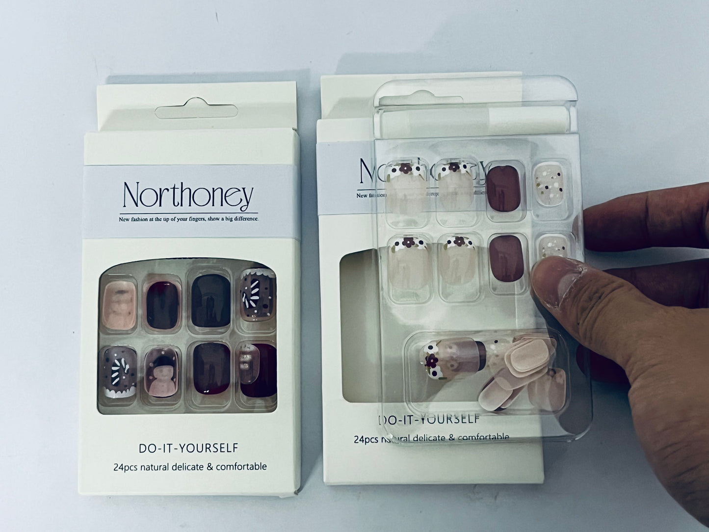 Northoney Press On Nails Reusable Stick On Fake Nails with Glue | Salon Quality