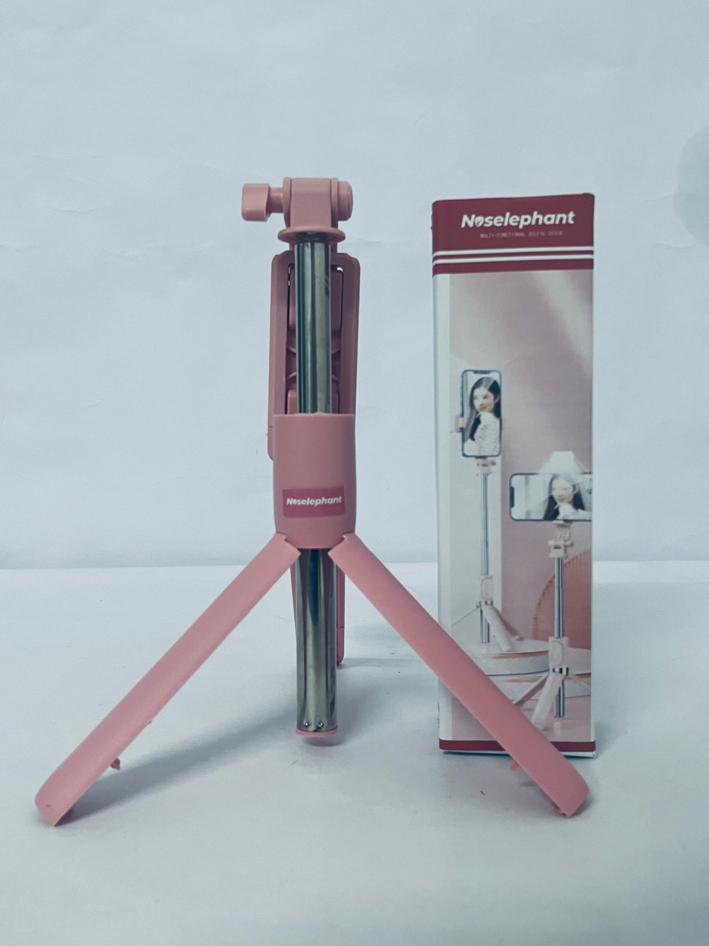 Noselephant Tripod and Selfie Stick, Compatible with All Phones, Bluetooth Remote, 3 in 1 LED Light, 40" Extension (Pink)