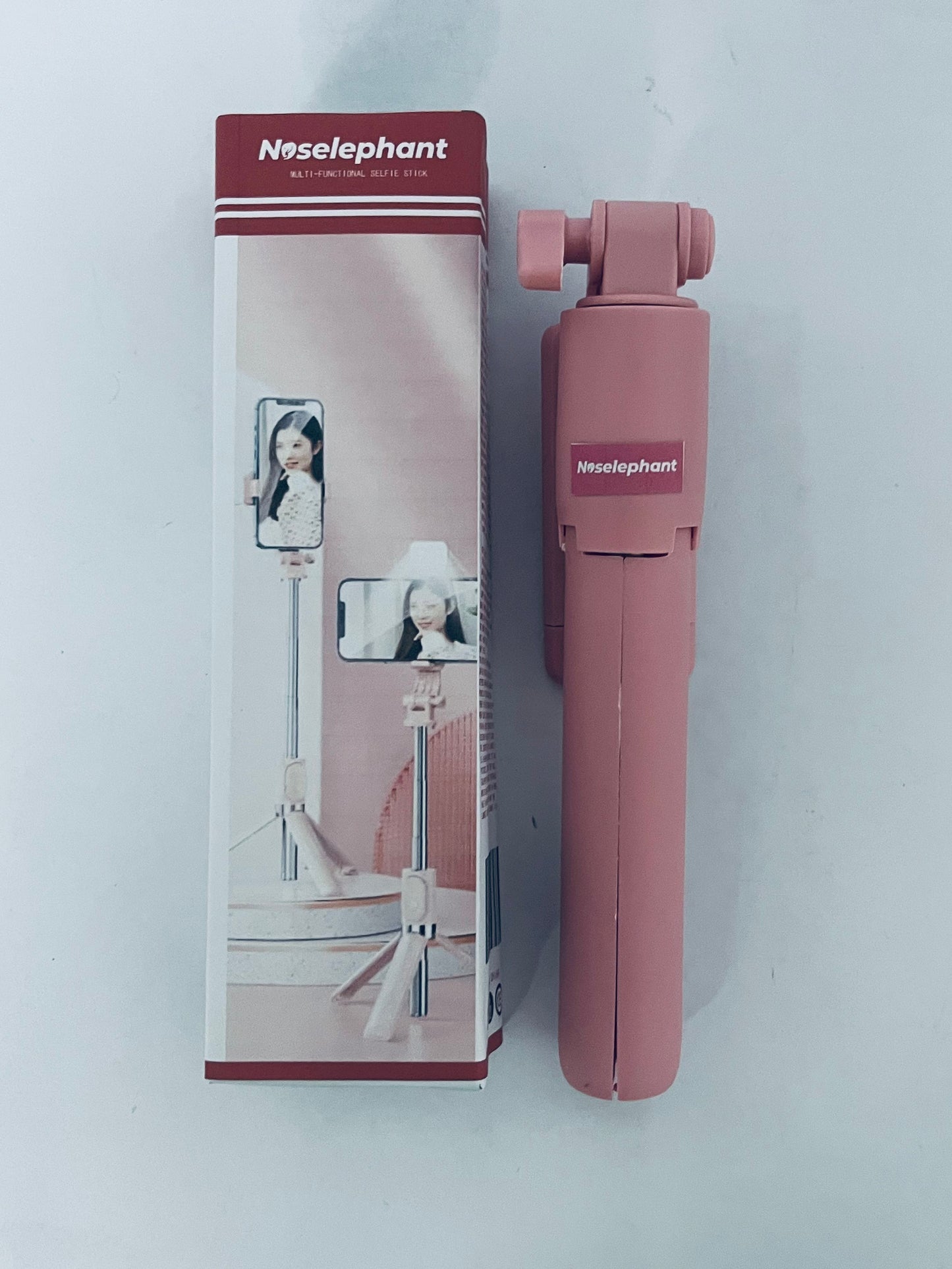 Noselephant Tripod and Selfie Stick, Compatible with All Phones, Bluetooth Remote, 3 in 1 LED Light, 40" Extension (Pink)
