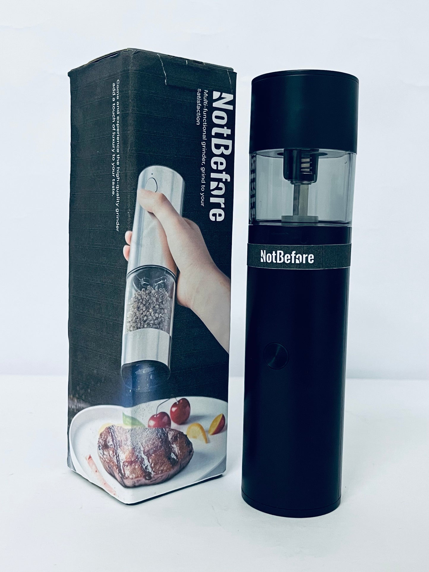 NotBefore Electric Coffee Grinder, Spice Grinder, One Touch Coffee Mill for Beans, Spices and More, with Clean Brush Black