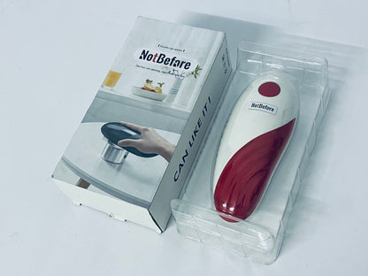 NotBefore Auto Electric Can Opener: Open Your Cans with A Simple Press of Button - Automatic, Hands Free, Smooth Edge, Battery Operated, (Red)