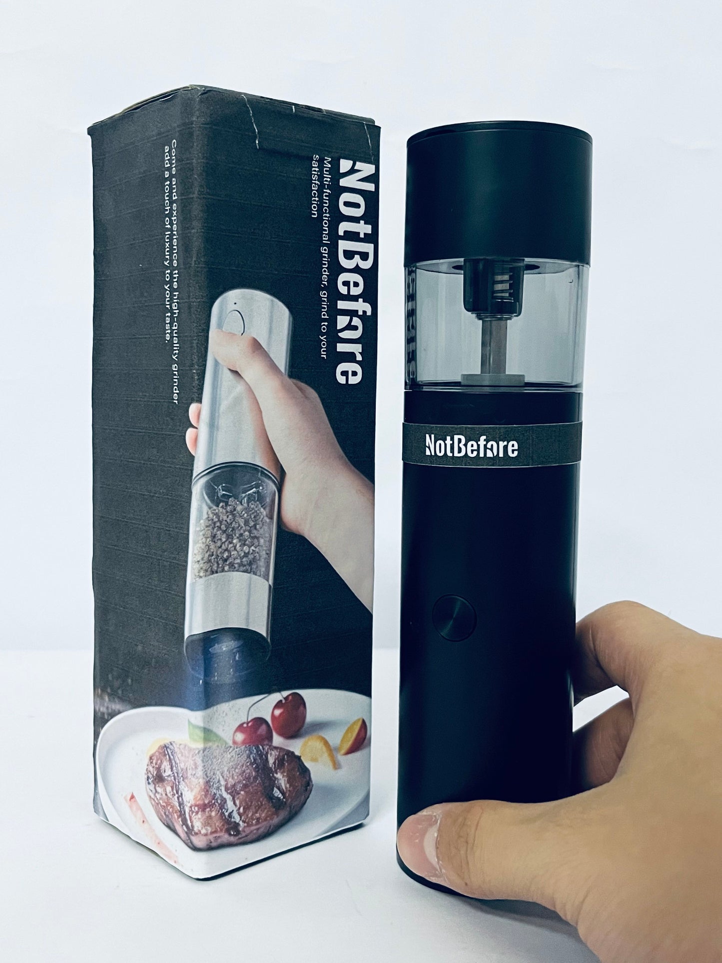NotBefore Electric Coffee Grinder, Spice Grinder, One Touch Coffee Mill for Beans, Spices and More, with Clean Brush Black