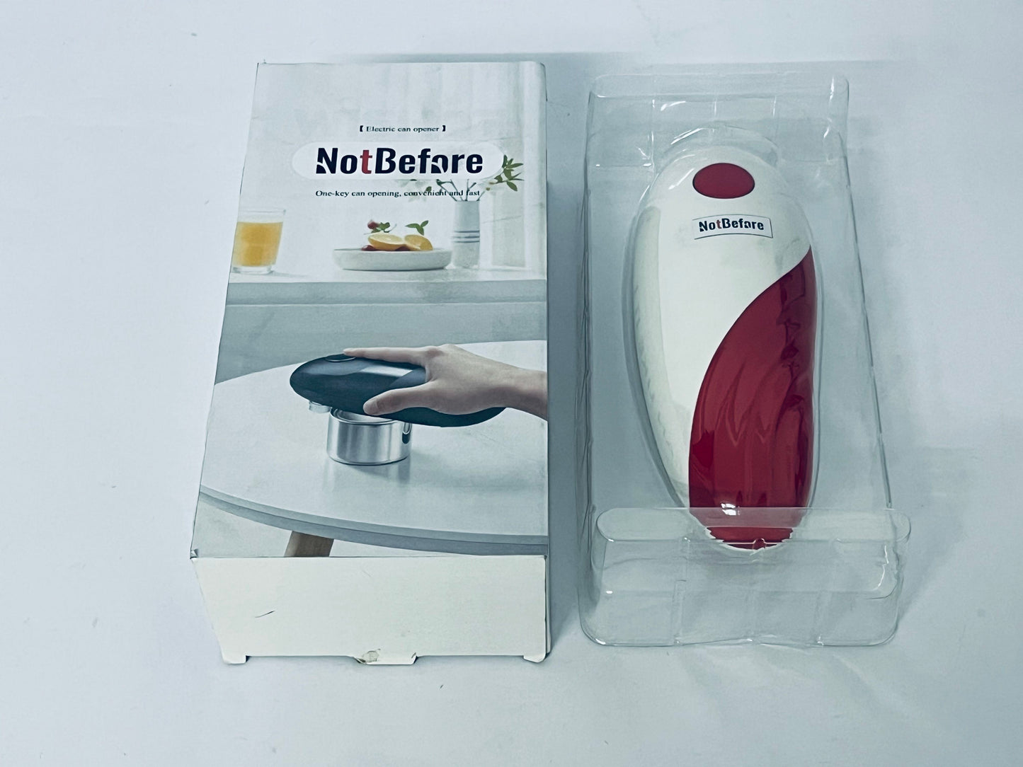 NotBefore Auto Electric Can Opener: Open Your Cans with A Simple Press of Button - Automatic, Hands Free, Smooth Edge, Battery Operated, (Red)