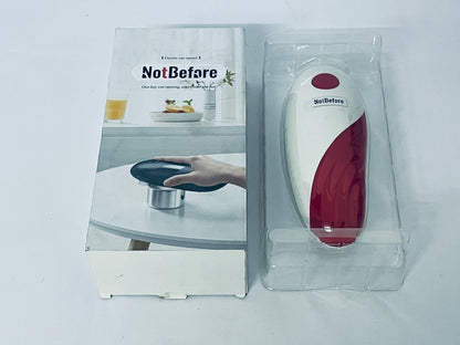 NotBefore Auto Electric Can Opener: Open Your Cans with A Simple Press of Button - Automatic, Hands Free, Smooth Edge, Battery Operated, (Red)