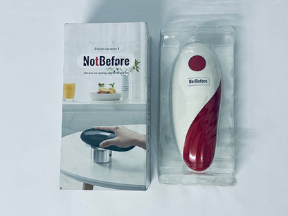 NotBefore Auto Electric Can Opener: Open Your Cans with A Simple Press of Button - Automatic, Hands Free, Smooth Edge, Battery Operated, (Red)