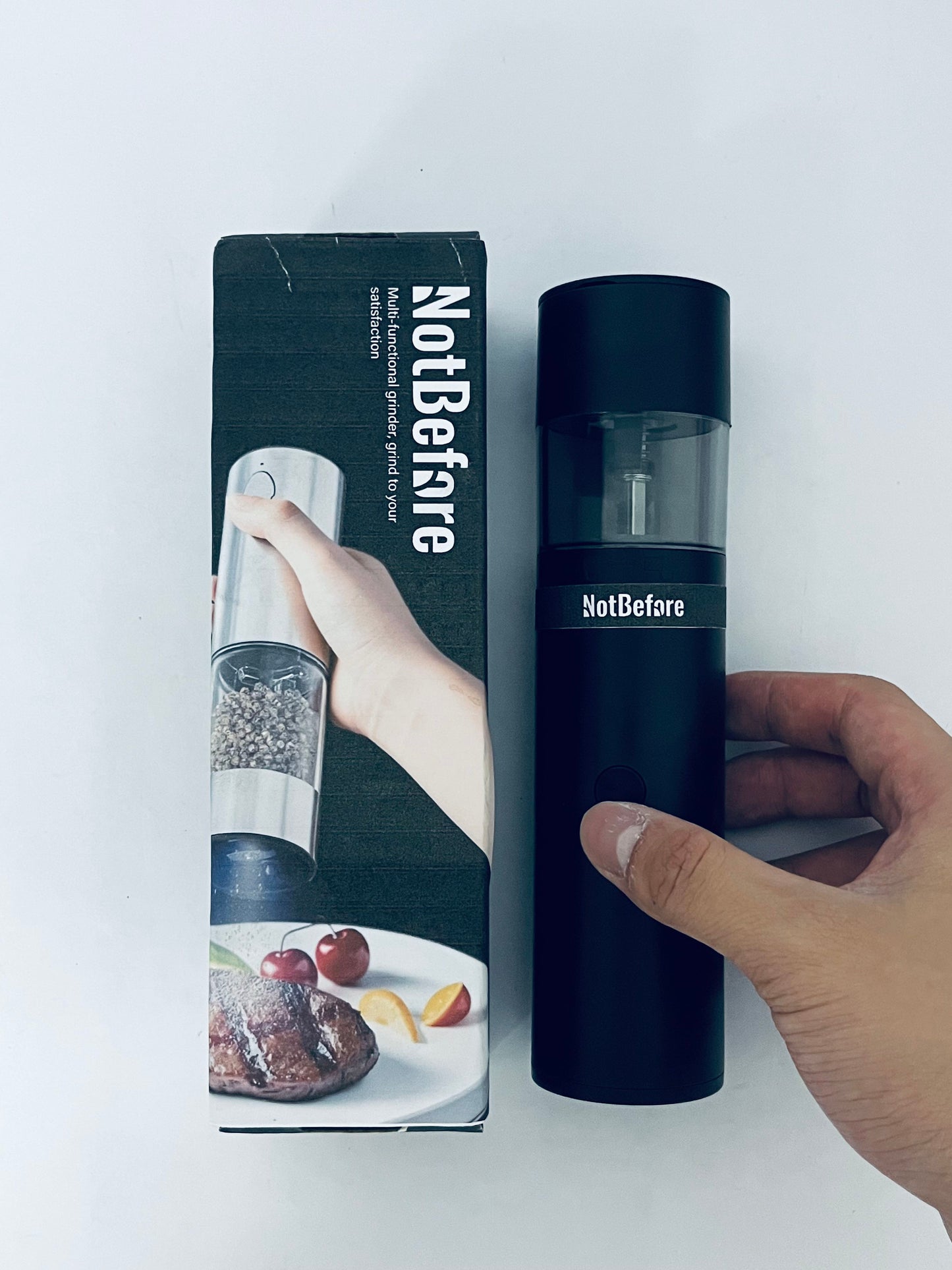 NotBefore Electric Coffee Grinder, Spice Grinder, One Touch Coffee Mill for Beans, Spices and More, with Clean Brush Black