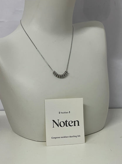 [Noten Necklaces [jewellery]]-Dainty Beaded Silver Necklace - Minimalist Versatile Everyday Collarbone Chain