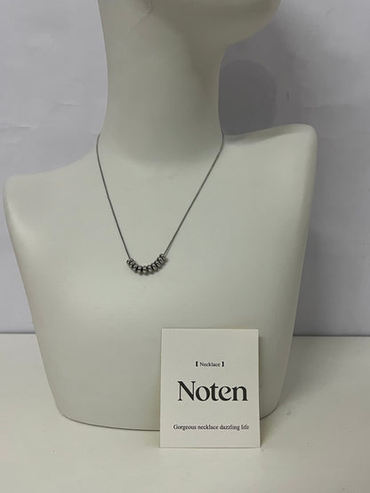 [Noten Necklaces [jewellery]]-Dainty Beaded Silver Necklace - Minimalist Versatile Everyday Collarbone Chain