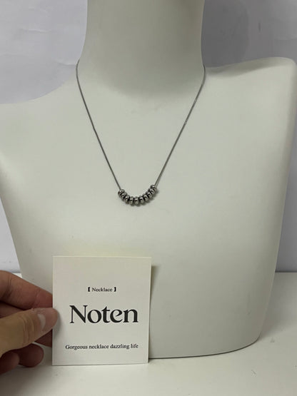 [Noten Necklaces [jewellery]]-Dainty Beaded Silver Necklace - Minimalist Versatile Everyday Collarbone Chain