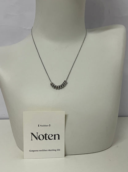 [Noten Necklaces [jewellery]]-Dainty Beaded Silver Necklace - Minimalist Versatile Everyday Collarbone Chain