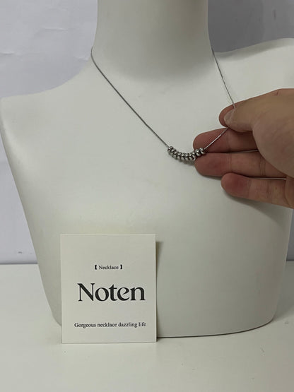 [Noten Necklaces [jewellery]]-Dainty Beaded Silver Necklace - Minimalist Versatile Everyday Collarbone Chain