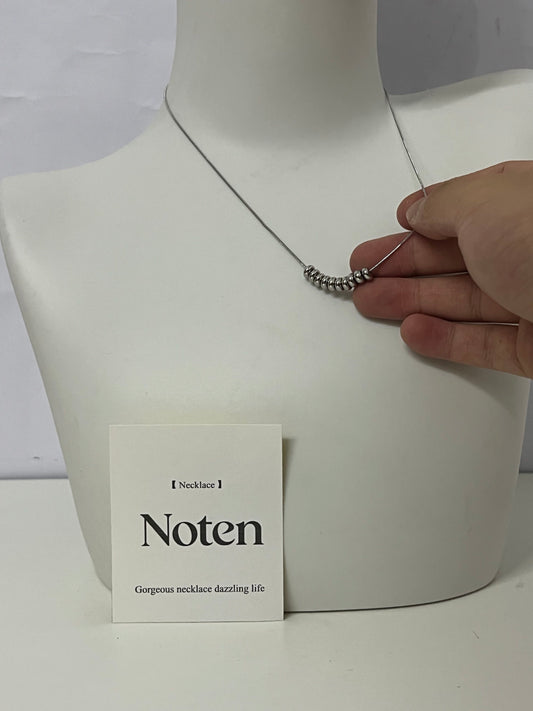 [Noten Necklaces [jewellery]]-Dainty Beaded Silver Necklace - Minimalist Versatile Everyday Collarbone Chain