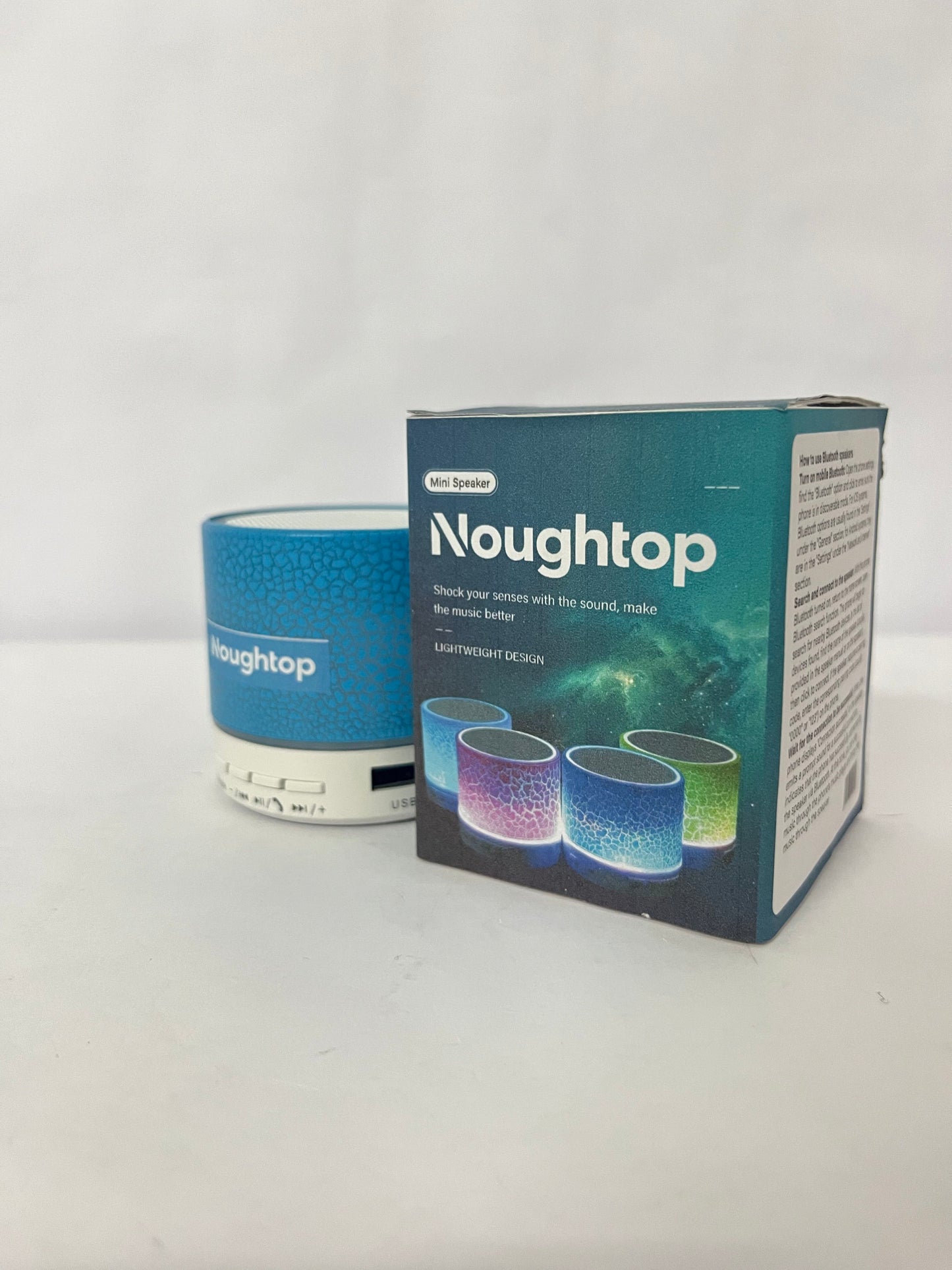 Noughtop Portable Mini Speaker, Super Bass Stereo Rechargeable Speaker with LED Lights