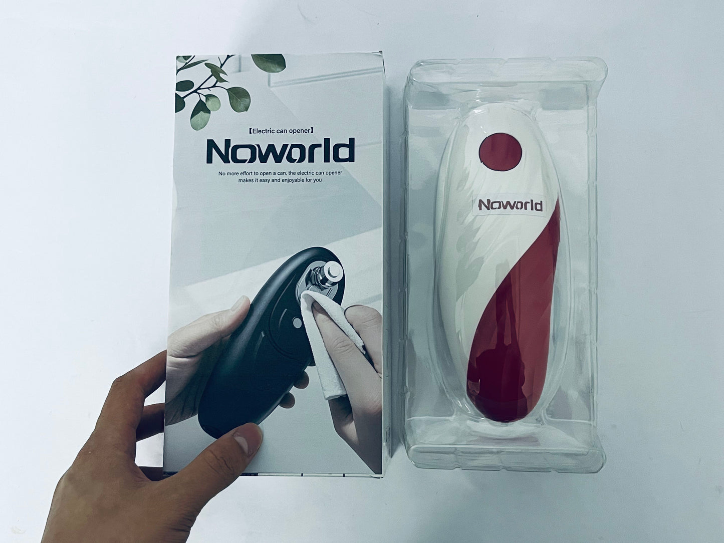 Noworld Auto Electric Can Opener: Open Your Cans with A Simple Press of Button - Automatic, Hands Free, Smooth Edge, Battery Operated, (Red)