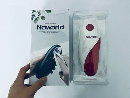 Noworld Auto Electric Can Opener: Open Your Cans with A Simple Press of Button - Automatic, Hands Free, Smooth Edge, Battery Operated, (Red)