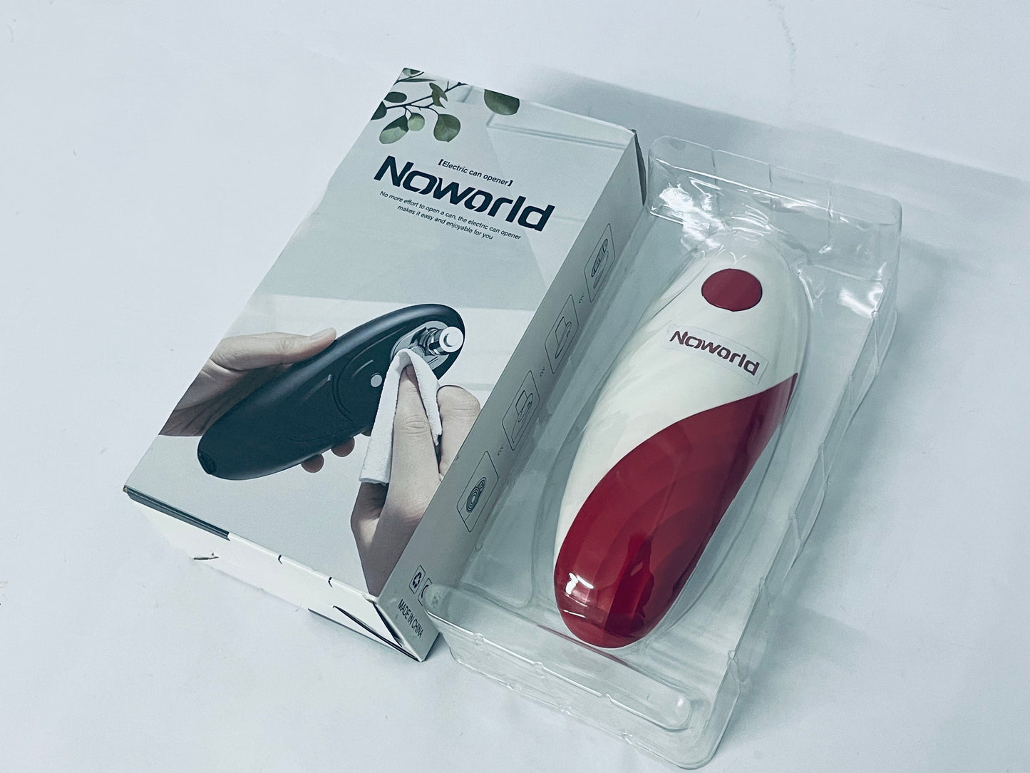 Noworld Auto Electric Can Opener: Open Your Cans with A Simple Press of Button - Automatic, Hands Free, Smooth Edge, Battery Operated, (Red)