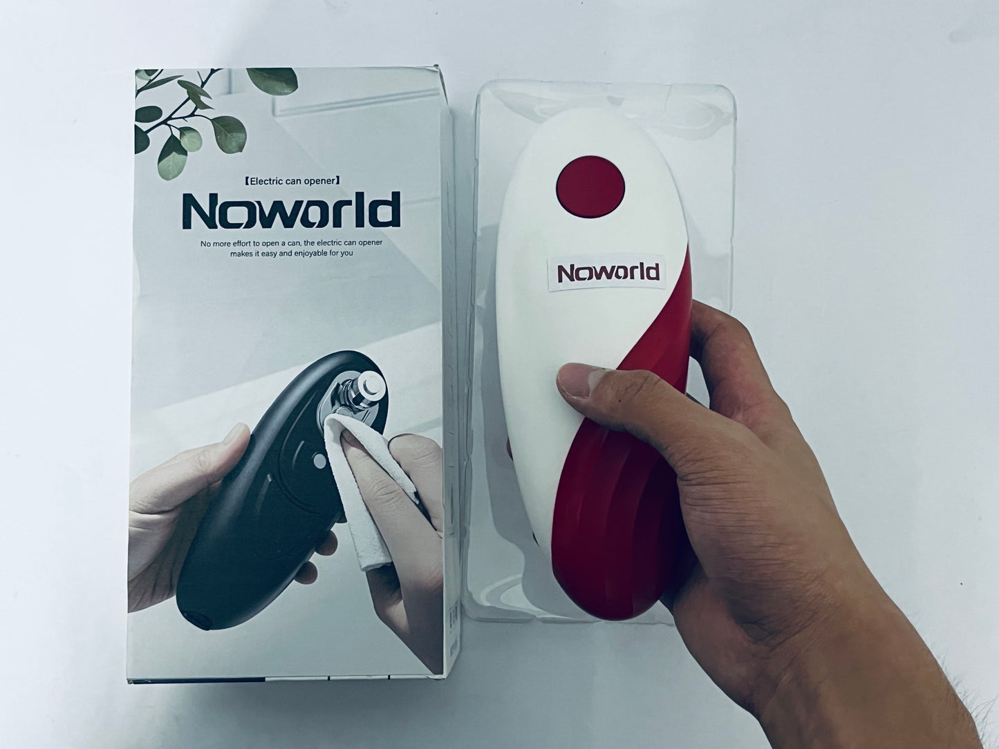 Noworld Auto Electric Can Opener: Open Your Cans with A Simple Press of Button - Automatic, Hands Free, Smooth Edge, Battery Operated, (Red)