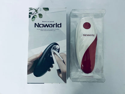 Noworld Auto Electric Can Opener: Open Your Cans with A Simple Press of Button - Automatic, Hands Free, Smooth Edge, Battery Operated, (Red)