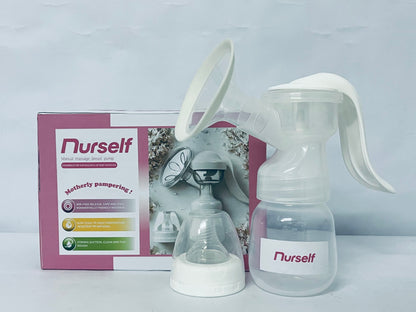 Nurself Manual Breast Pump, Silicone Hand Pump for Breastfeeding, Small Portable Manual Breast Milk Catcher, Baby Feeding Pumps & Accessories, White, Mothers Day Gifts, Travel Portable Breast Pump