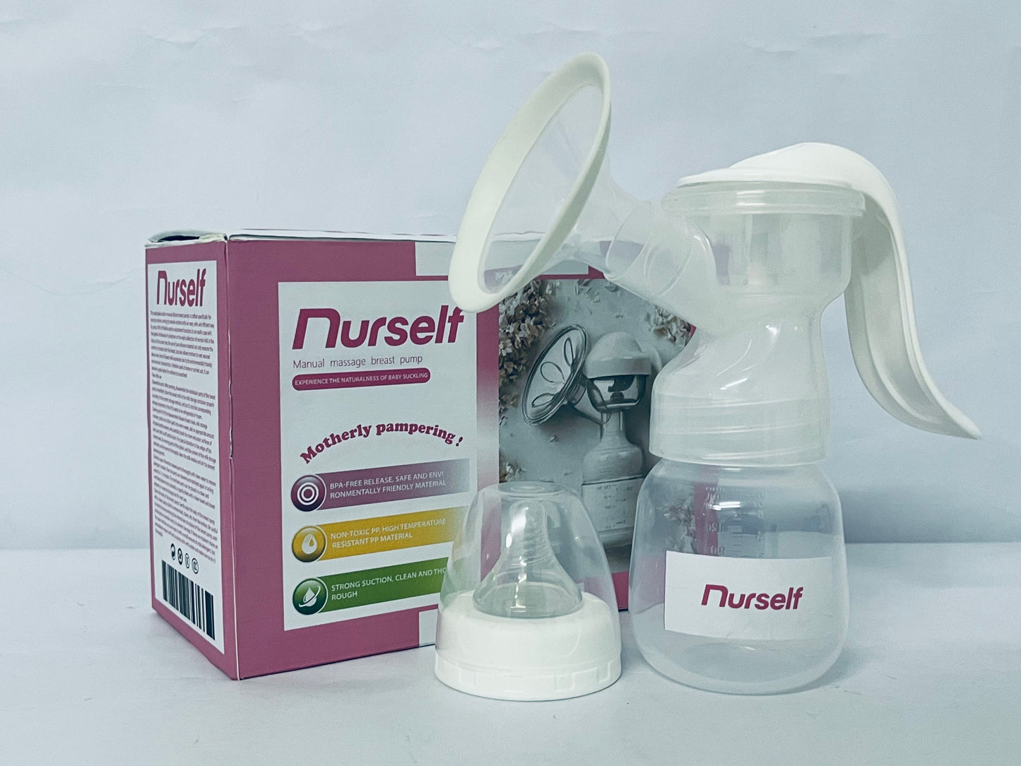Nurself Manual Breast Pump, Silicone Hand Pump for Breastfeeding, Small Portable Manual Breast Milk Catcher, Baby Feeding Pumps & Accessories, White, Mothers Day Gifts, Travel Portable Breast Pump