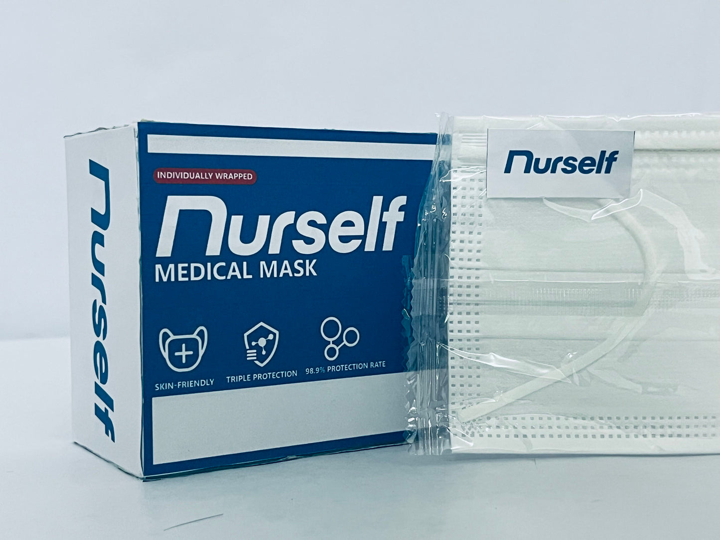 Nurself 50 Pcs White Disposable 3 Ply Earloop Face Masks,Fit for Adults