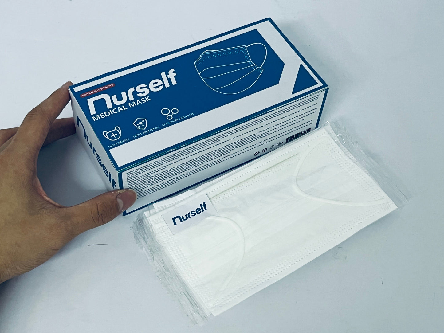 Nurself 50 Pcs White Disposable 3 Ply Earloop Face Masks,Fit for Adults