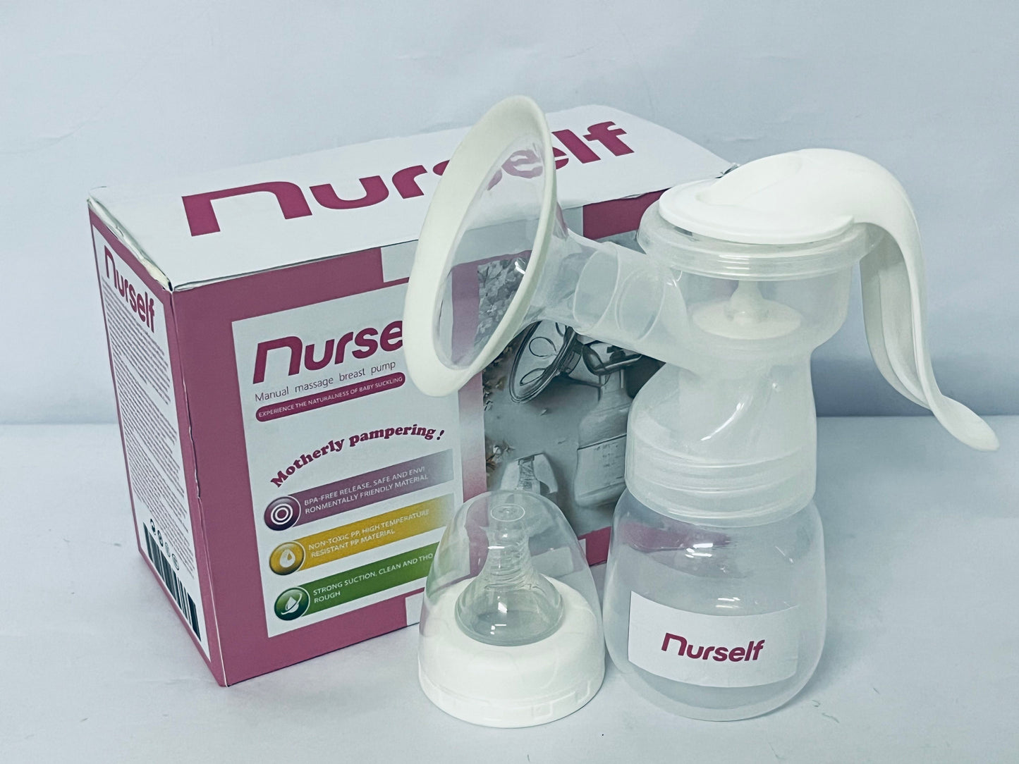 Nurself Manual Breast Pump, Silicone Hand Pump for Breastfeeding, Small Portable Manual Breast Milk Catcher, Baby Feeding Pumps & Accessories, White, Mothers Day Gifts, Travel Portable Breast Pump